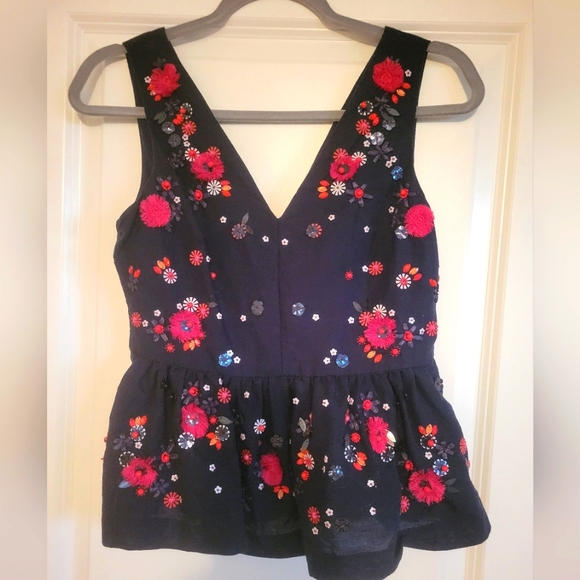 EUC J. Crew Embellished Peplum Top - Picture 4 of 6